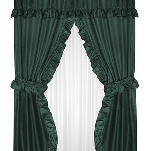 Double Swag Shower Curtain with Valance (Sage)
